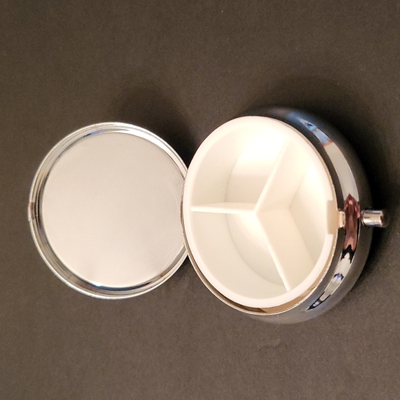 NEW Bejeweled Pillbox, Pink & Blue Crystals, Silver-tone - Picture 7 of 8